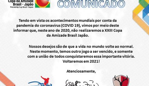 Edição de 2020 da Copa da Amizade Brasil-Japão é cancelada