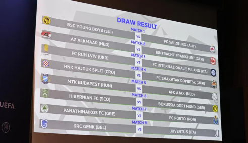 Sorteados os confrontos dos play-offs da Uefa Youth League