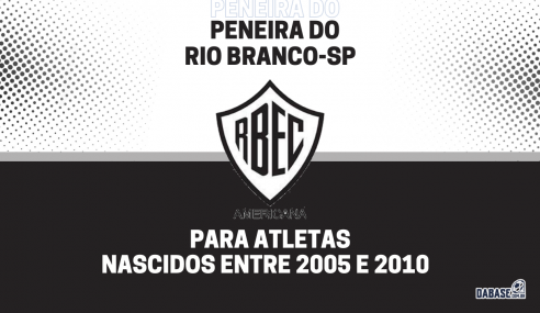 Rio Branco-SP realizará peneira para três categorias