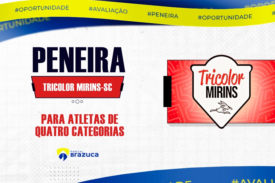 O Tricolor Mirins – SC realizará peneira para quatro categorias