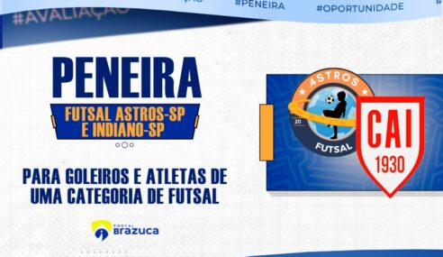 O Futsal Astros-SP e o Indiano-SP realizarão peneira de futsal para uma categoria