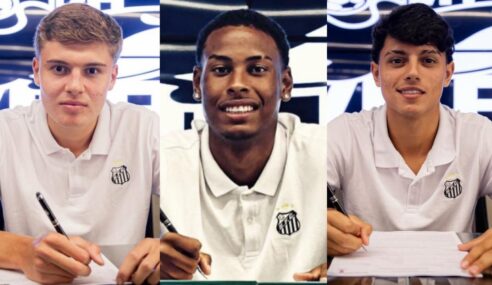 Atletas do sub-17 assinam primeiro contrato profissional com o Santos/SP